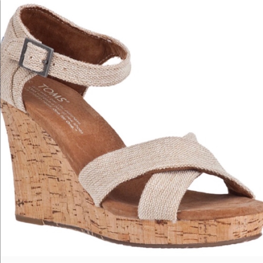 Toms canvas wedges.
